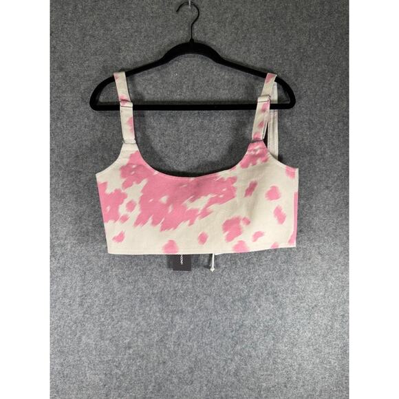 Vanessa Mooney Top‎ Women Large Pink Animal Print Tie Front Cropped Vacation NWt - Picture 8 of 9